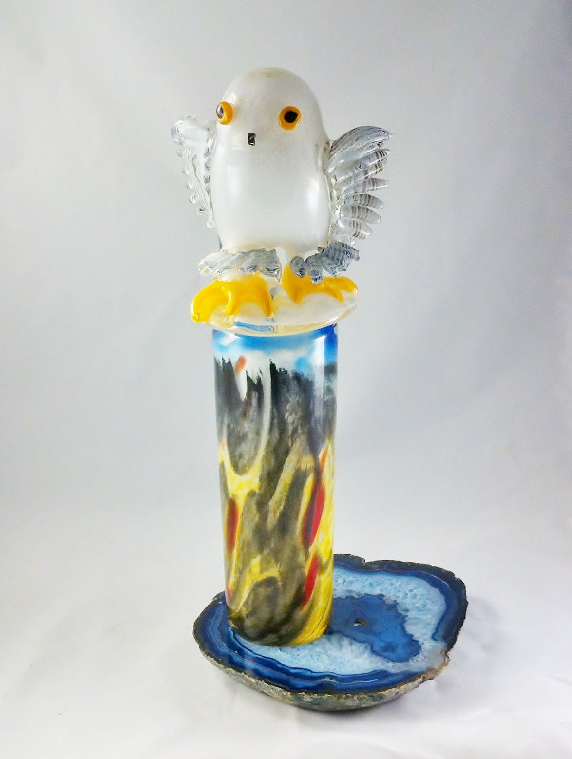Harfang sur socle / Snowy Owl Sculpture