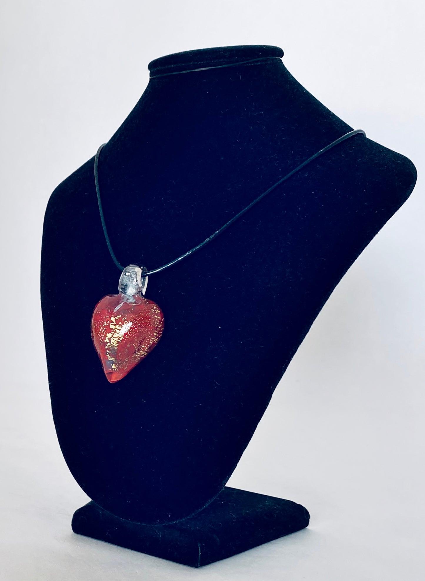Pendentif coeur en verre - rouge