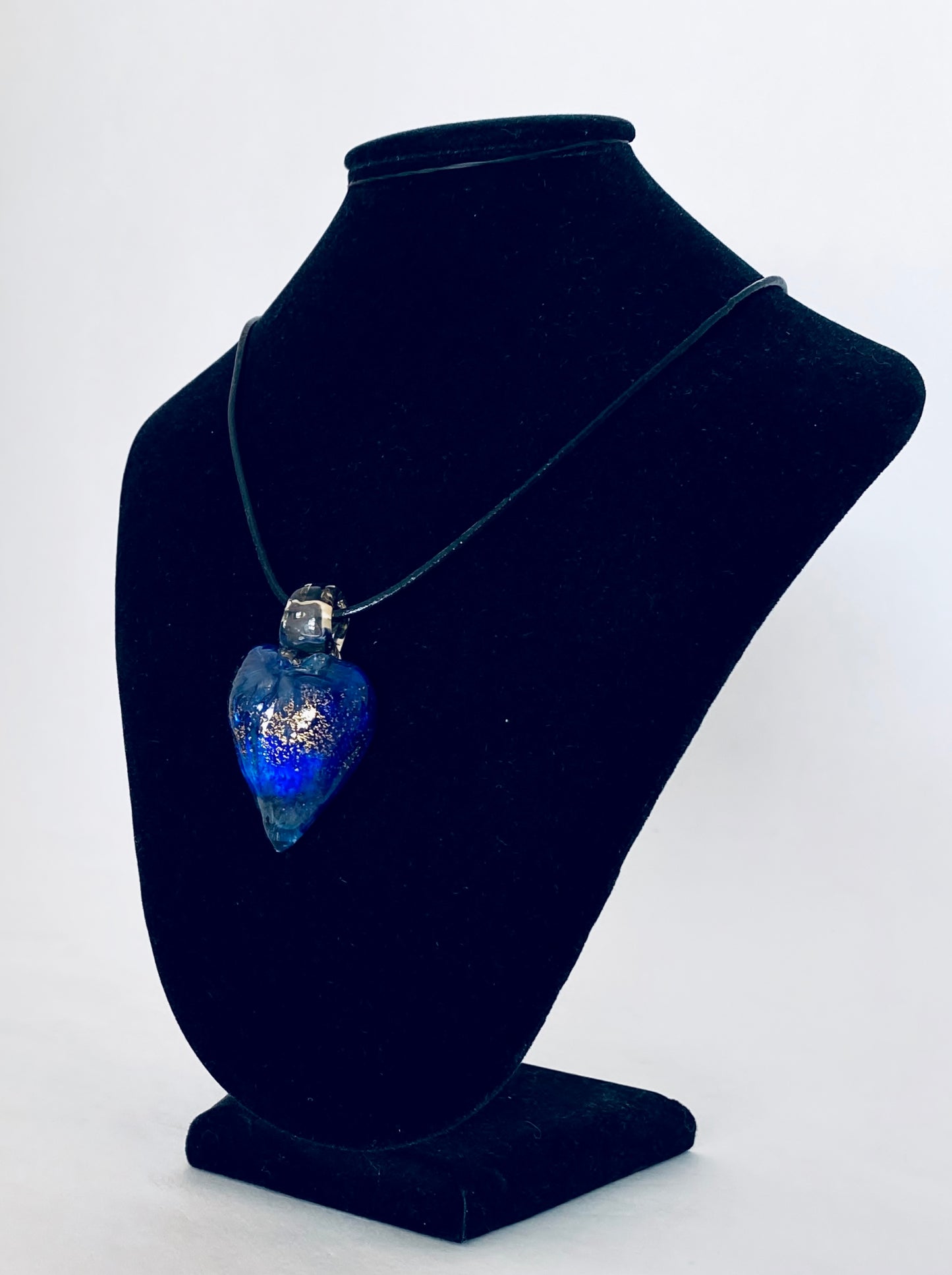 Pendentif coeur en verre - bleu