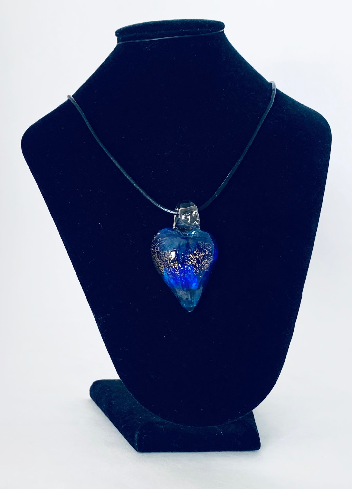Pendentif coeur en verre - bleu