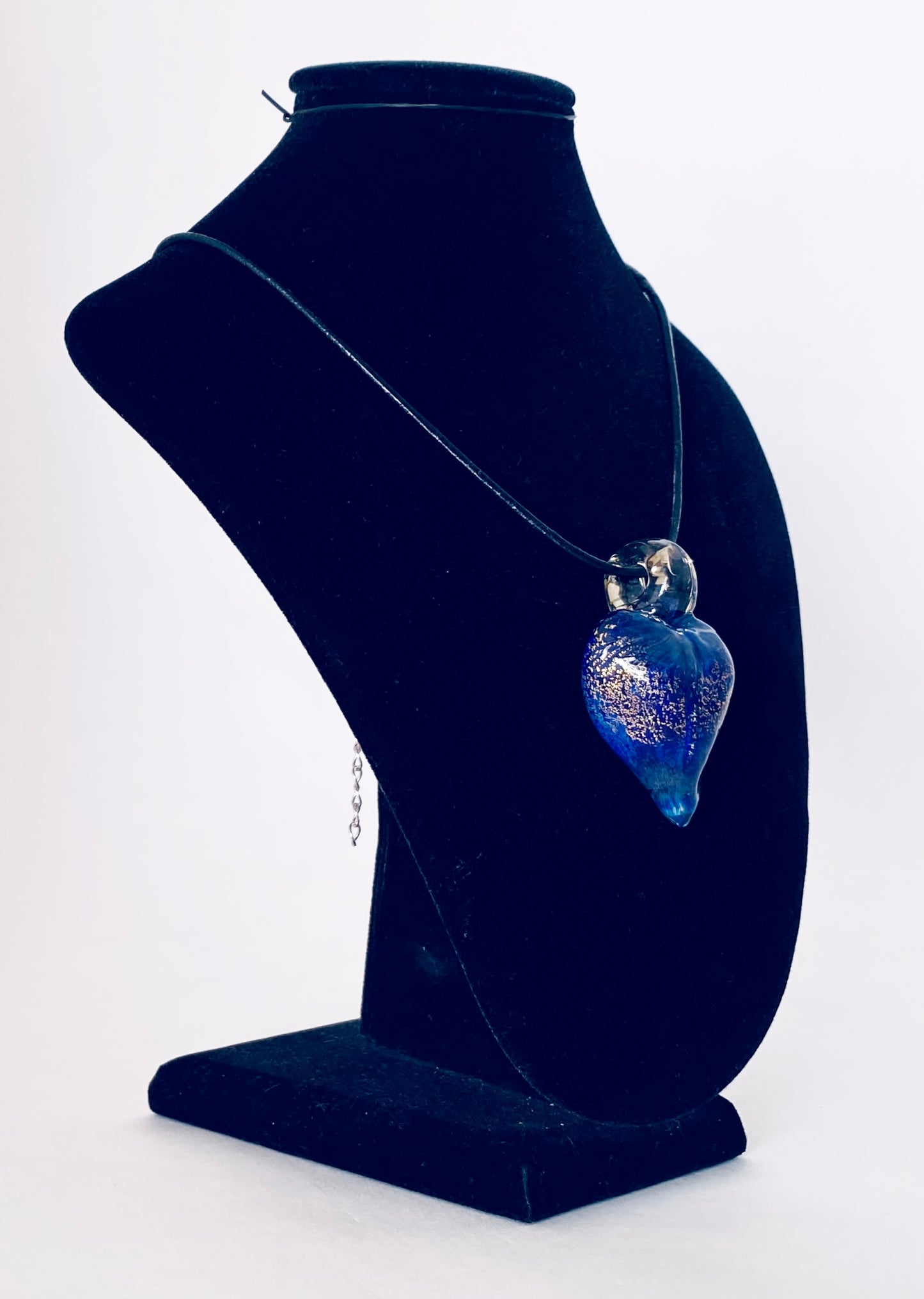 Pendentif coeur en verre - bleu